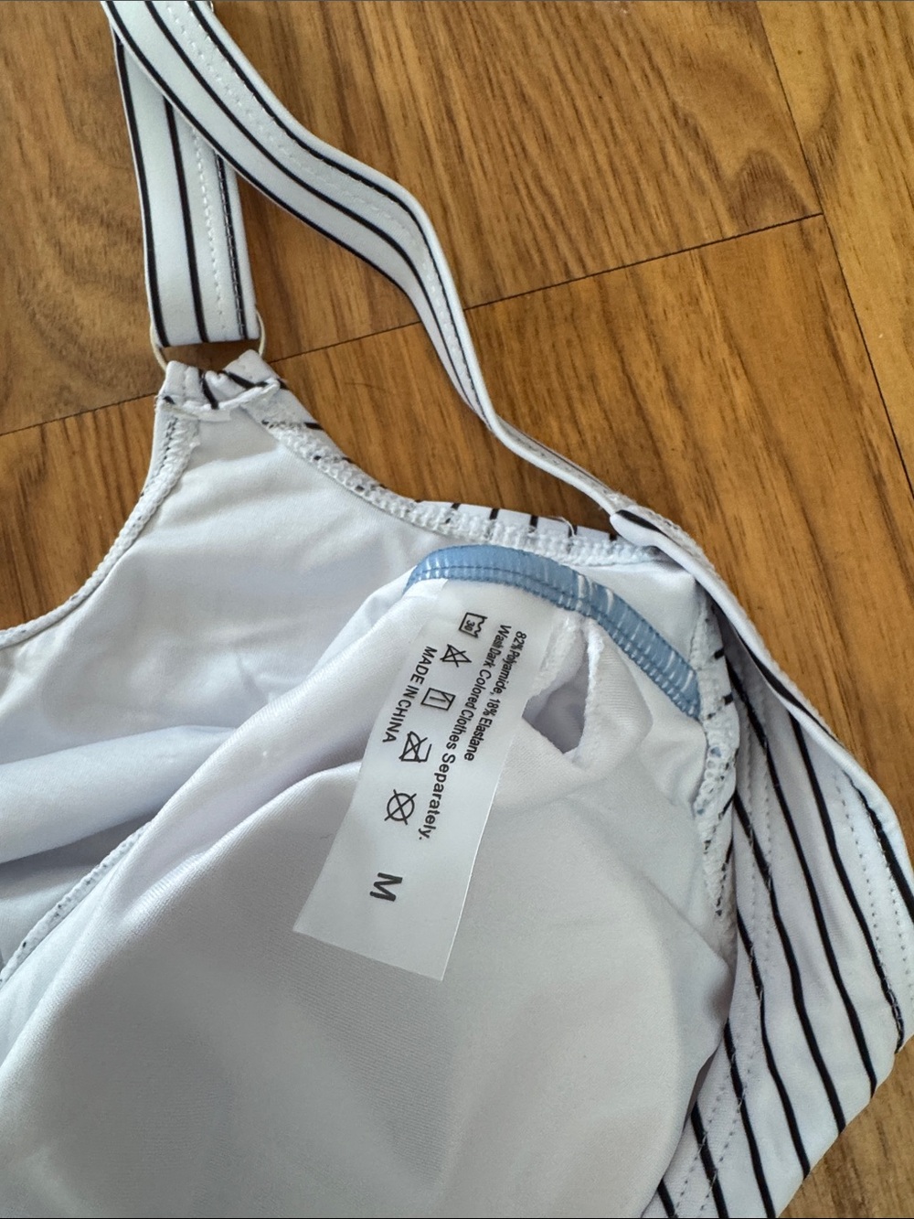 Striped Knot Bust Blue One-Piece Swimsuit - Picture 2 of 5
